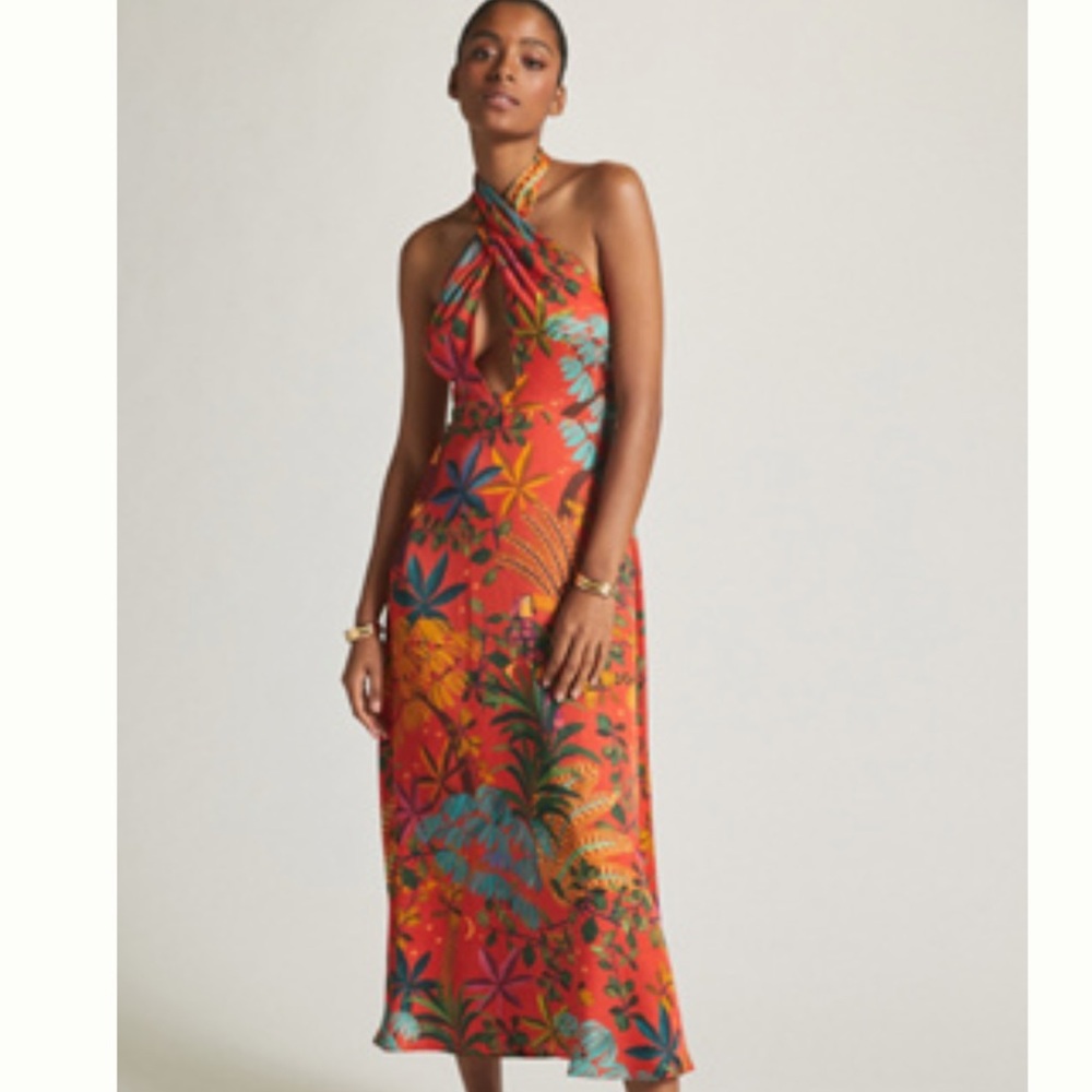 Farm Rio x Anthropologie halter midi dress
